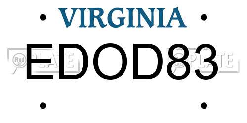 EDOD83 Virginia License Plate