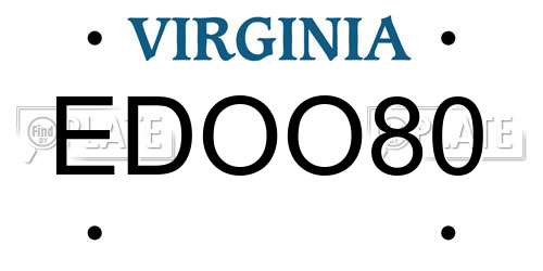 EDOO80 Virginia License Plate