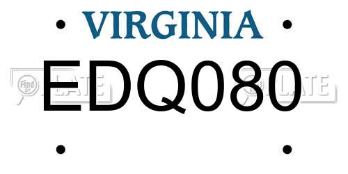 EDQ080 Virginia License Plate