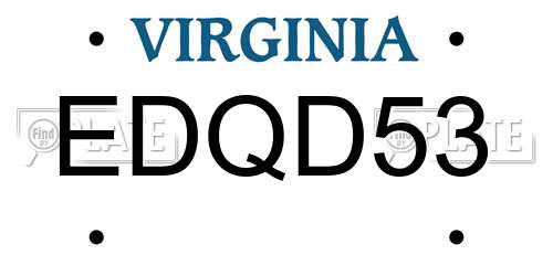 EDQD53 Virginia License Plate