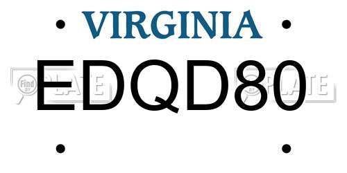 EDQD80 Virginia License Plate