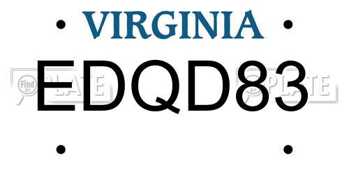 EDQD83 Virginia License Plate