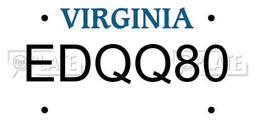 EDQQ80 Virginia License Plate