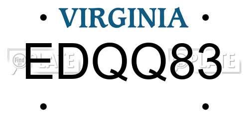 EDQQ83 Virginia License Plate