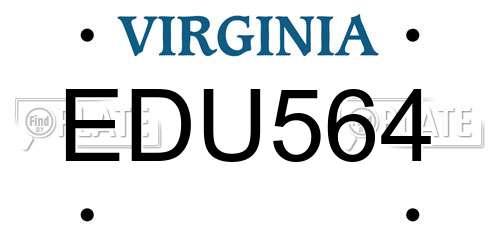 EDU564 Virginia License Plate