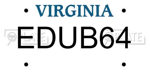 EDUB64 Virginia License Plate