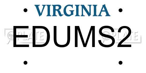 EDUMS2 Virginia License Plate