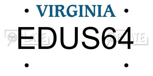 EDUS64 Virginia License Plate