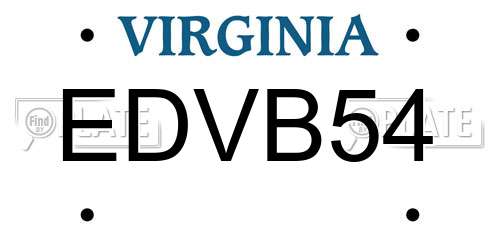 EDVB54 Virginia License Plate