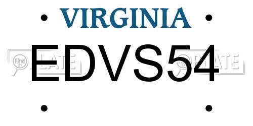 EDVS54 Virginia License Plate