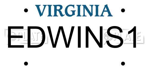 EDWINS1 Virginia License Plate