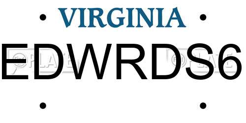 EDWRDS6 Virginia License Plate