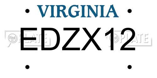 EDZX12 Virginia License Plate