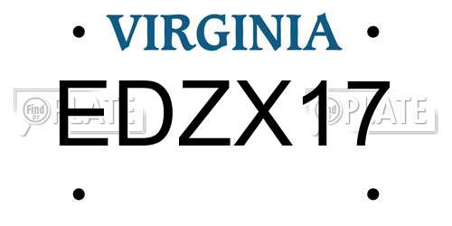 EDZX17 Virginia License Plate