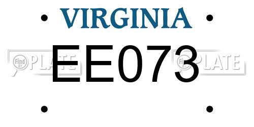 EE073 Virginia License Plate