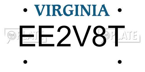 EE2V8T Virginia License Plate