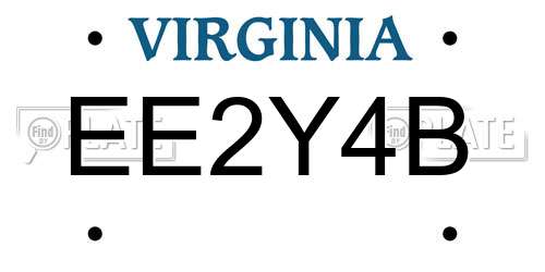 EE2Y4B Virginia License Plate