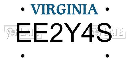 EE2Y4S Virginia License Plate