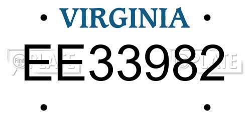 EE33982 Virginia License Plate