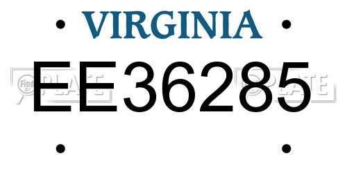 EE36285 Virginia License Plate