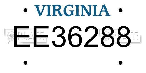 EE36288 Virginia License Plate