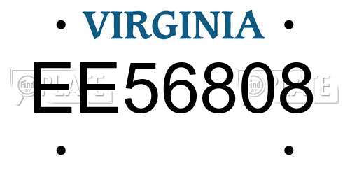 EE56808 Virginia License Plate