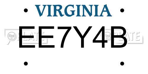 EE7Y4B Virginia License Plate