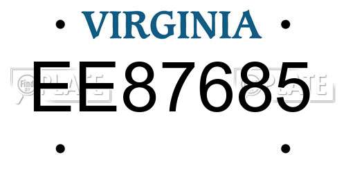 EE87685 Virginia License Plate