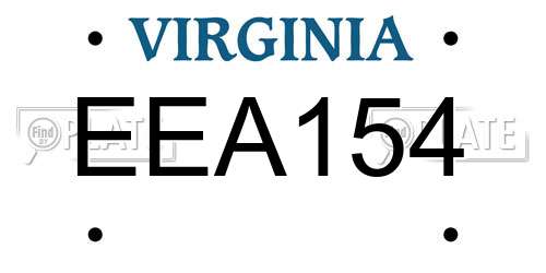EEA154 Virginia License Plate