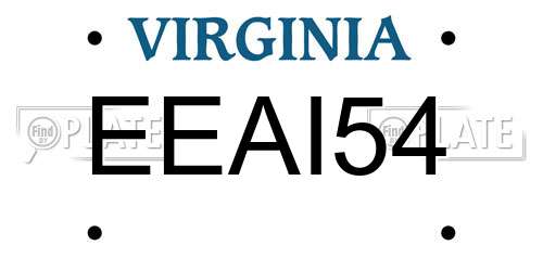 EEAI54 Virginia License Plate