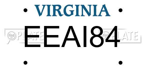 EEAI84 Virginia License Plate