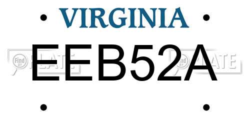 EEB52A Virginia License Plate