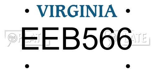EEB566 Virginia License Plate