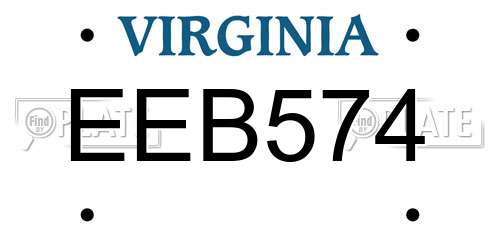 EEB574 Virginia License Plate