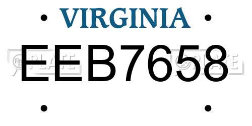 EEB7658 Virginia License Plate