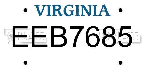 EEB7685 Virginia License Plate