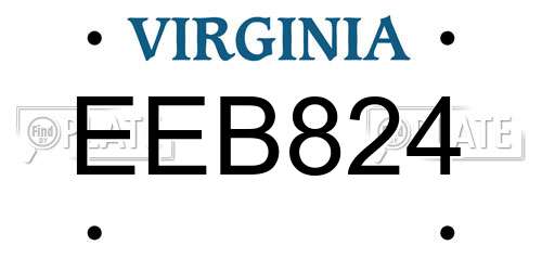 EEB824 Virginia License Plate