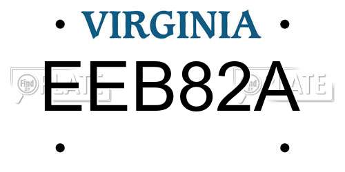 EEB82A Virginia License Plate