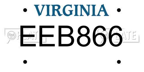 EEB866 Virginia License Plate