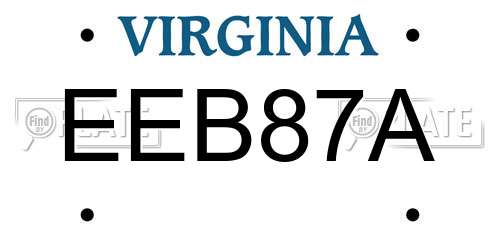 EEB87A Virginia License Plate