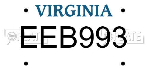 EEB993 Virginia License Plate