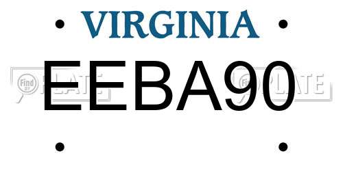 EEBA90 Virginia License Plate