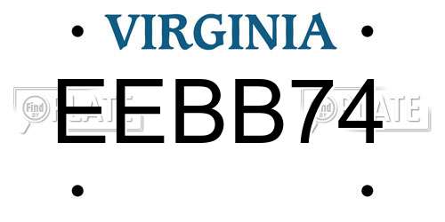 EEBB74 Virginia License Plate