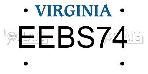 EEBS74 Virginia License Plate