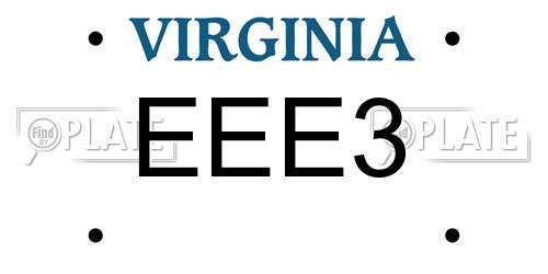 EEE3 Virginia License Plate