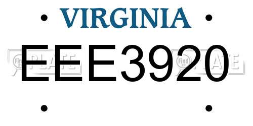 EEE3920 Virginia License Plate