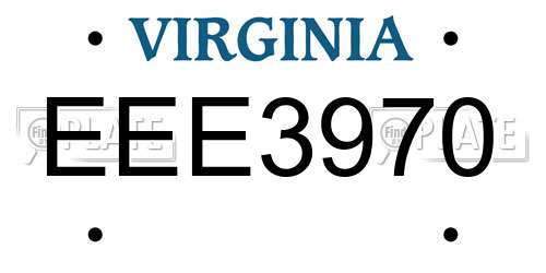 EEE3970 Virginia License Plate