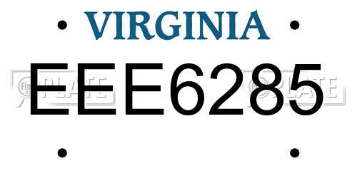 EEE6285 Virginia License Plate