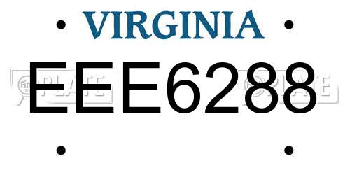 EEE6288 Virginia License Plate