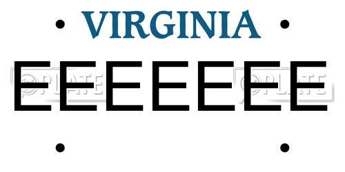 EEEEEEE Virginia License Plate